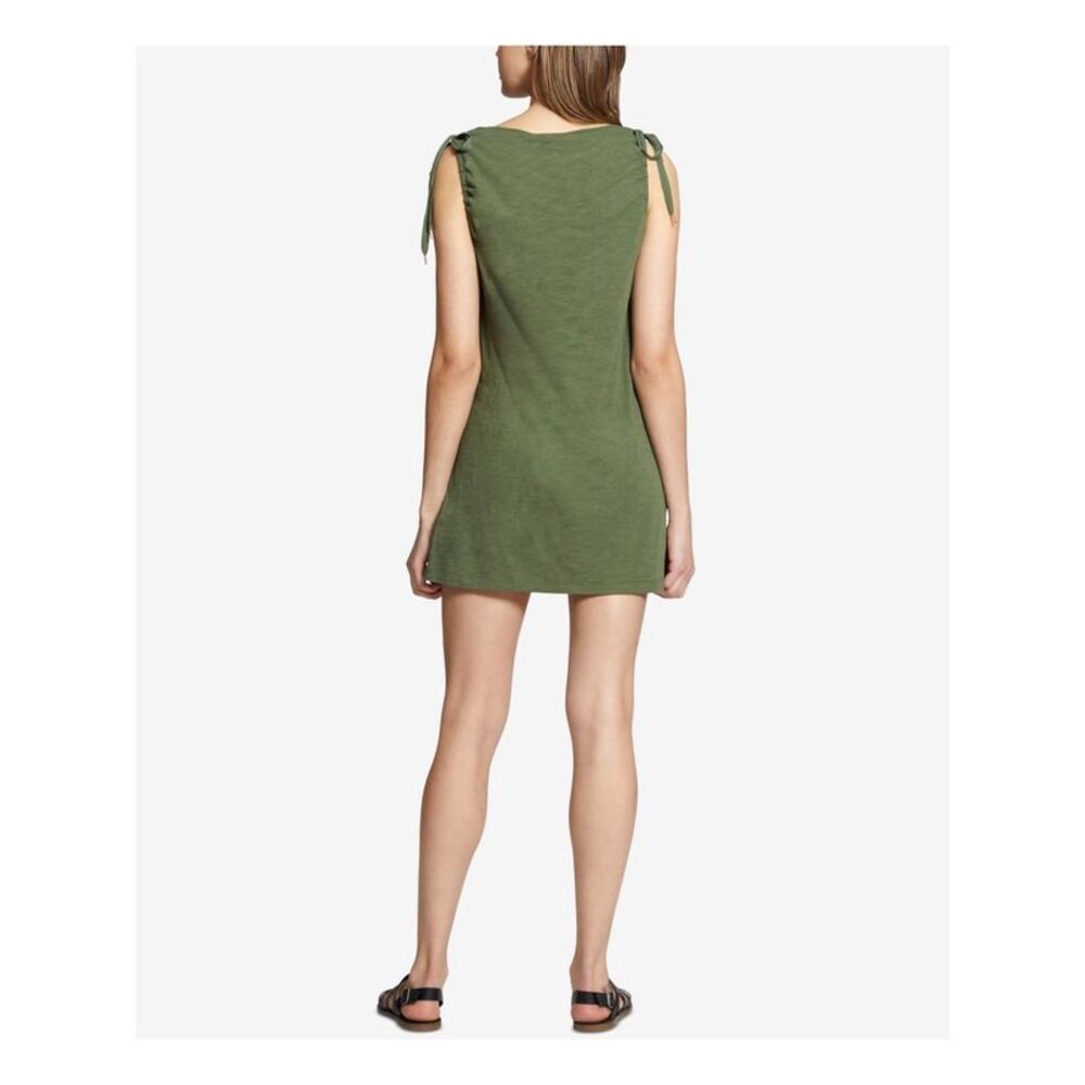 SANCTUARY Womens Green Tie Jewel Neck Micro Mini Shift Dress XS - Picture 2 of 4